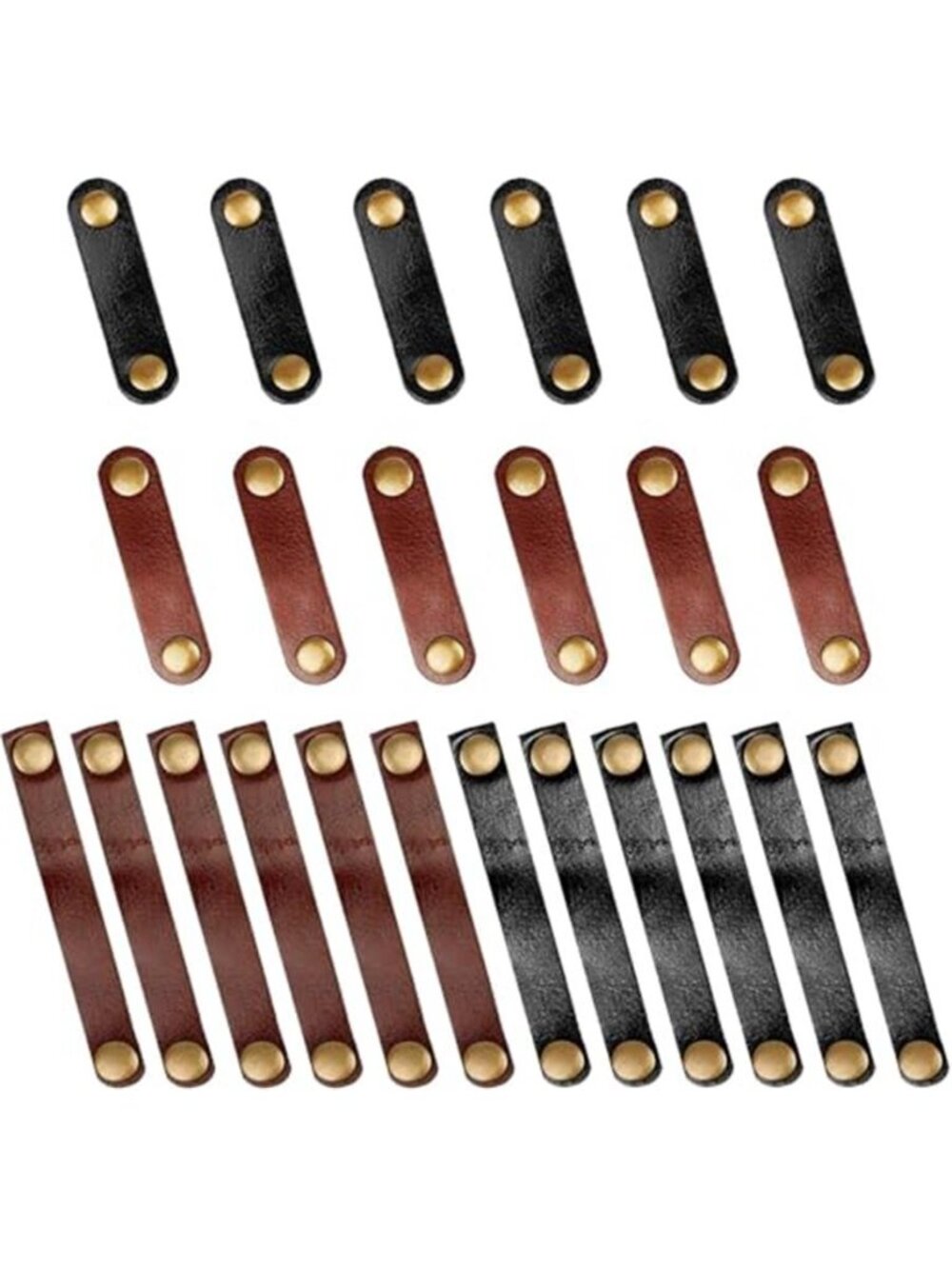 Leather Cable Organizer Cord Holder Wire Management Ties Black Brown 24 Pack